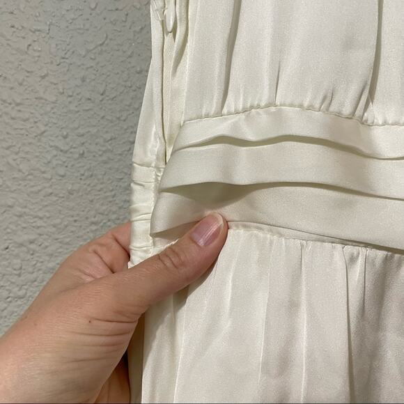 Tevolio Cream Satin One Shoulder Maxi Formal Dress S - Picture 6 of 14